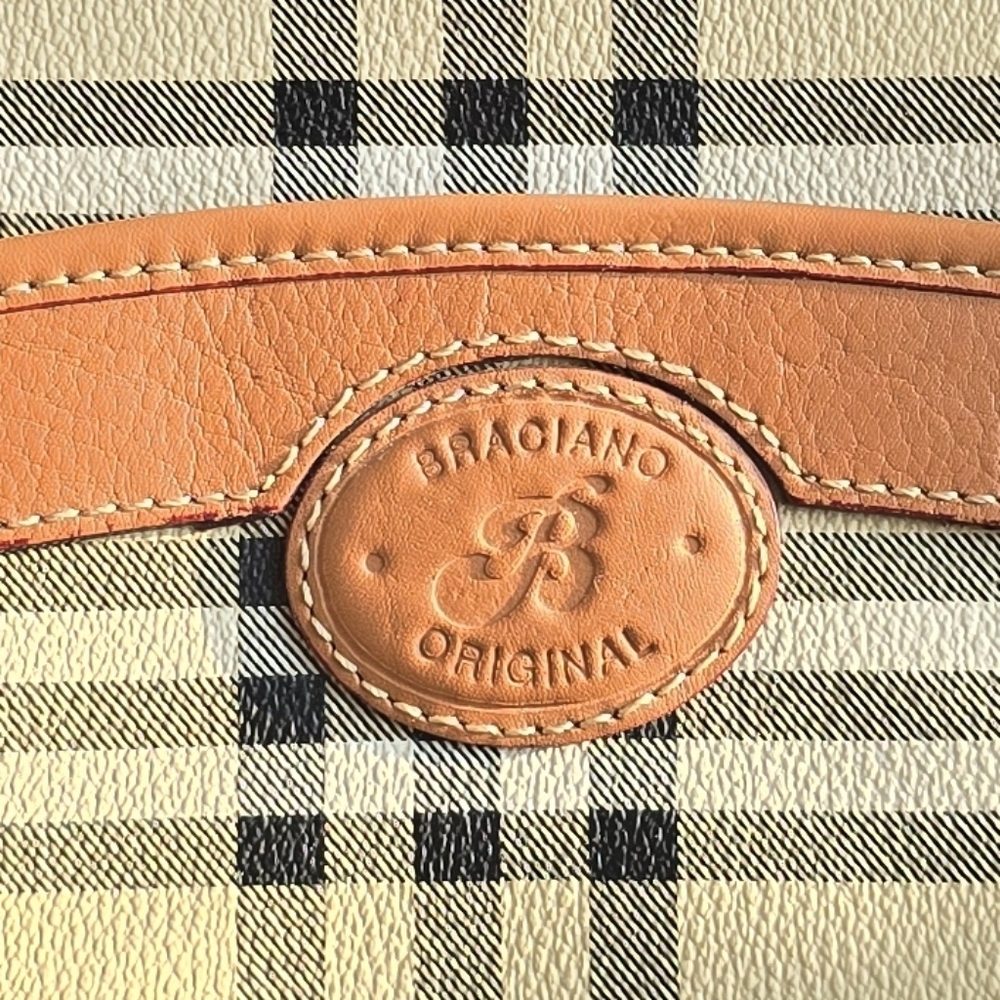 Beige Plaid Crossbody Bag – Braciano Leather Trim British-Inspired Preppy Style - Picture 7 of 13